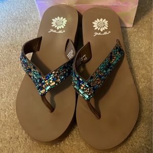Yellow Box flip flops